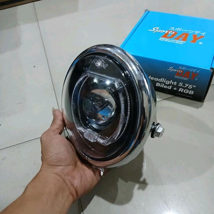 Lampu Depan Biled 5,75 Inch Sudah Rgb Set Batok Pesek Jute Crome