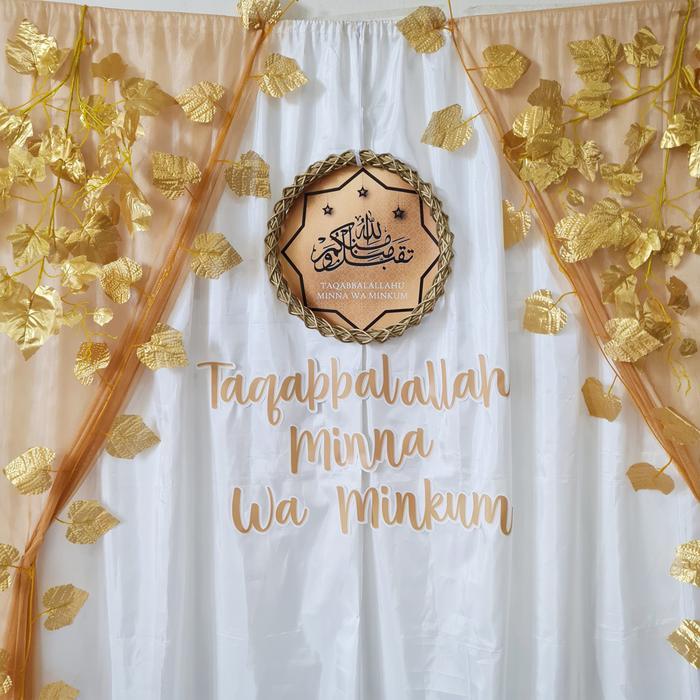 Lebaran Idul Fitri 2023 Backdrop Putih Hiasan Dinding Pesta Rumah Lengkap Taqaballahu Mina Wa Minkum