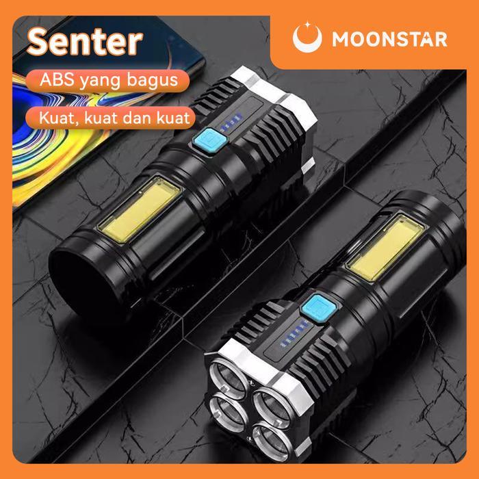 Senter LED Emergency Lamp 4 Mata 68W Rechargeable Super Bright 50000LM Portable Waterproof IPX4