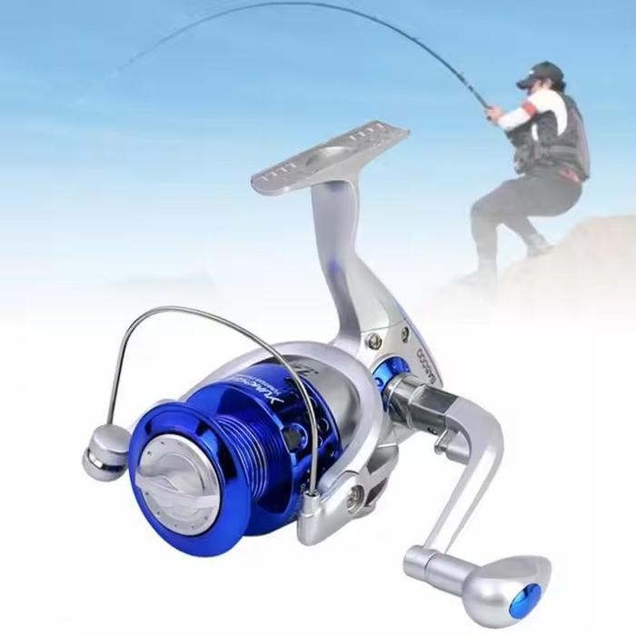 Reel Pancing YUMOSHI Biru Silver Murah Joran Rell Spinning Gratis Ongkir