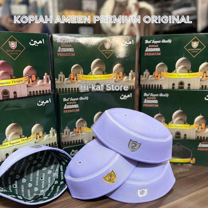 Kopiah Malaysia Premium Merk Ameen Original Polos Ungu Muslim Peci Tebal Songkok Nyaman Pria Tbk