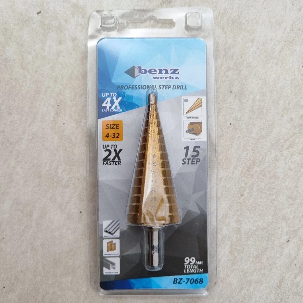 Mata bor besi pagoda 4-20mm Benz step drill titanium coated mata bor