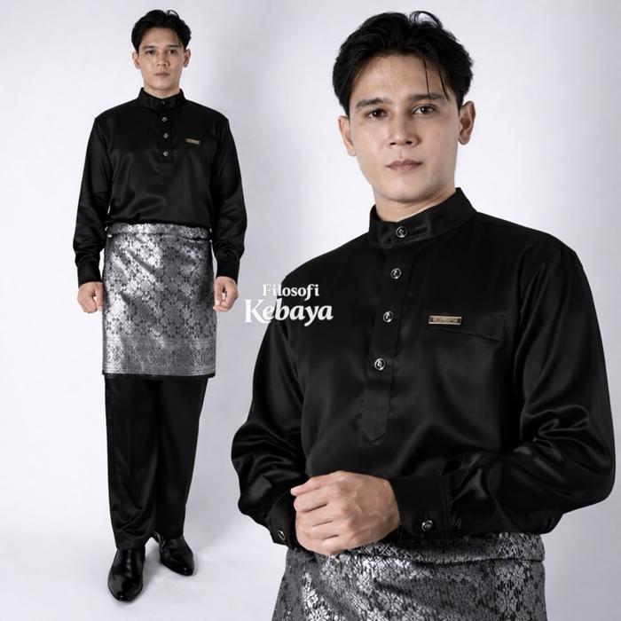 Baju Melayu Pria Set Songket Teluk Belenga Dewasa Baju Melayu Tangan Kancing Bahan Yamaha Silk