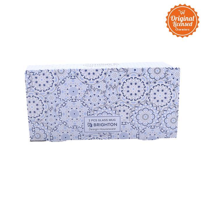 GELAS BRIGHTON GLASS MUG SET 2 PCS MERAH BIRU