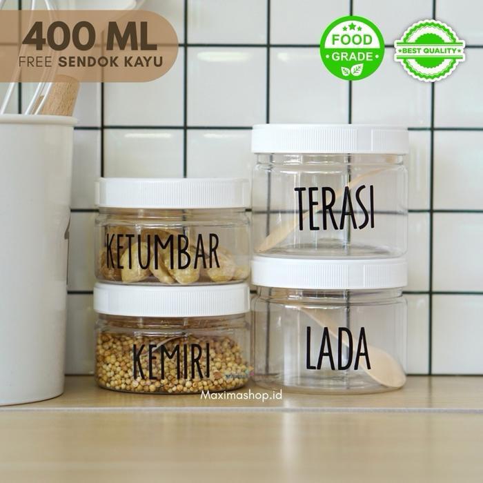 Tempat Bumbu Dapur Toples Set Aesthetic Free Label Waterproof 400 Ml