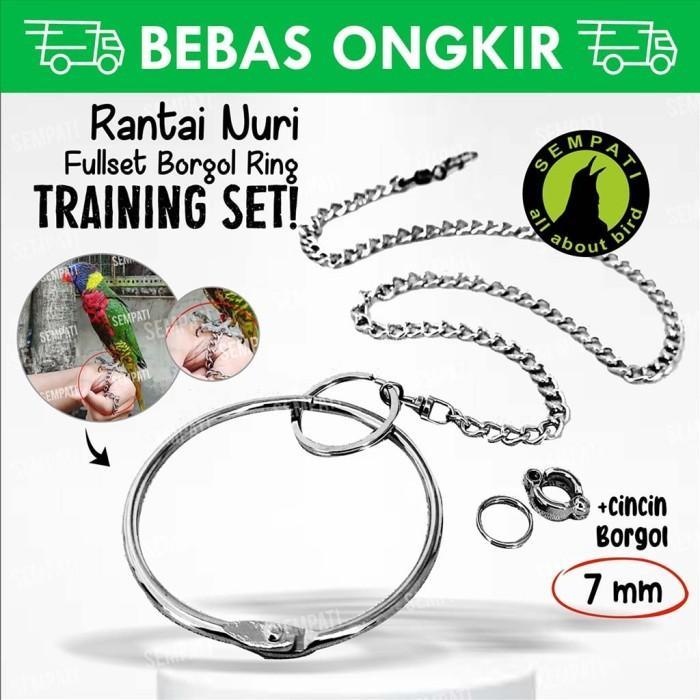 RANTAI FULLSET RING KAKI BURUNG NURI PUTER PELUNG DERKUKU PERKUTUT 7MM RTFL7