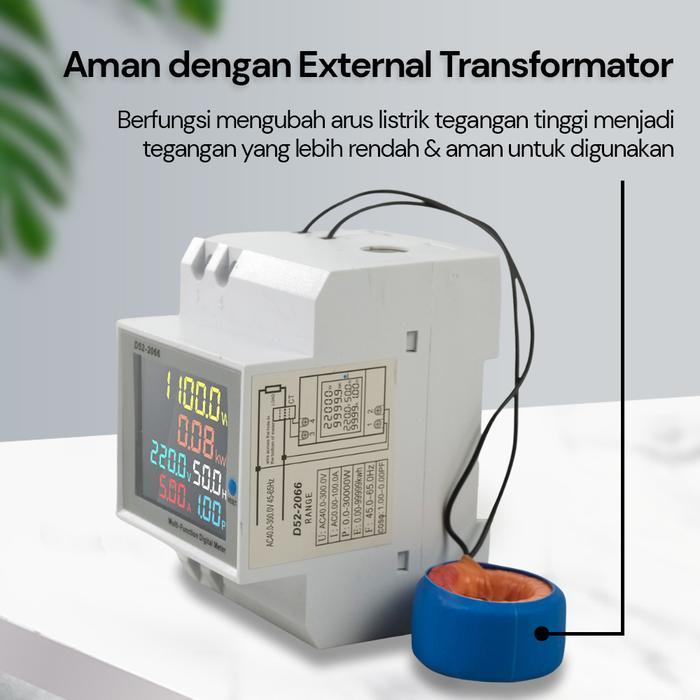 MCB Meteran Listrik Digital Display Din Rail Single Phase 300V