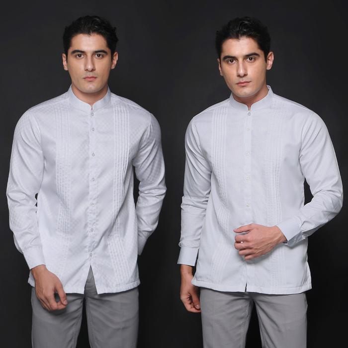 Casella Baju Koko Lengan Panjang Pleats Design Baju Koko Putih