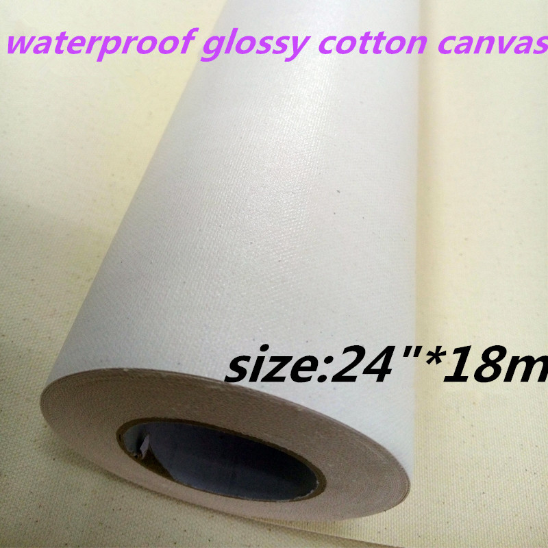 24"*18m Microporous RC Coating 380Gsm Water Resistance Premium Inkjet Glossy Cotton Canvas Roll