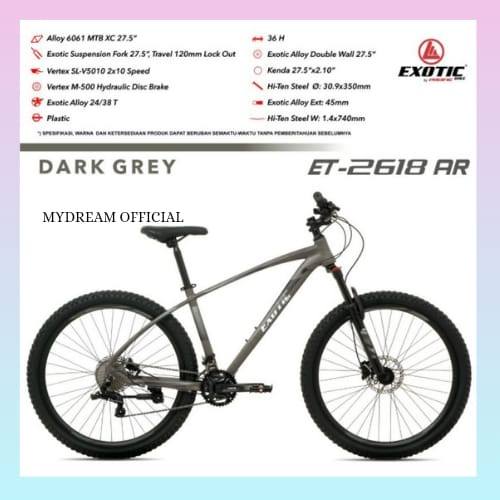 PROMO SEPEDA GUNUNG MTB 27,5 EXOTIC ET 2618 AR ALLOY HIDROLIK 10 SPEED SEPEDA MTB READY SIAP KIRIM -