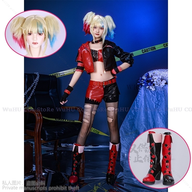 Harley Cosplay Costume Anime Quinzel Suicide Isekai Joker Girl Squad Cosplay Halloween Costume Clown