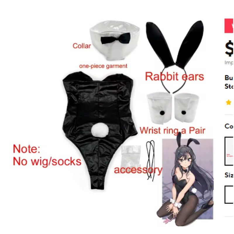 Girls Bsr Bunny Girl Sakurajima Mai Cosplay Costume Halloween Funny Costume Black Stockings High