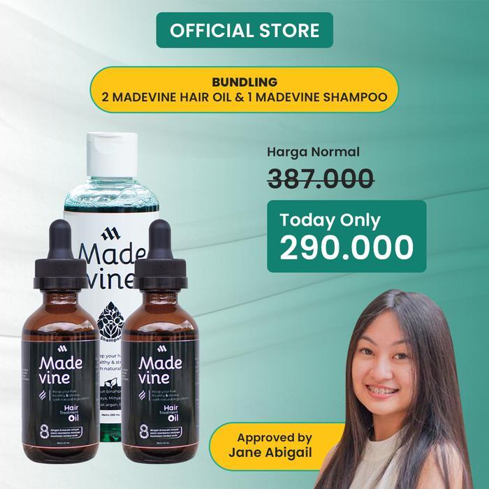 Madevine Serum + Shampo Rontok Untuk Rambut Tipis & Rapuh Ginger Shampoo
