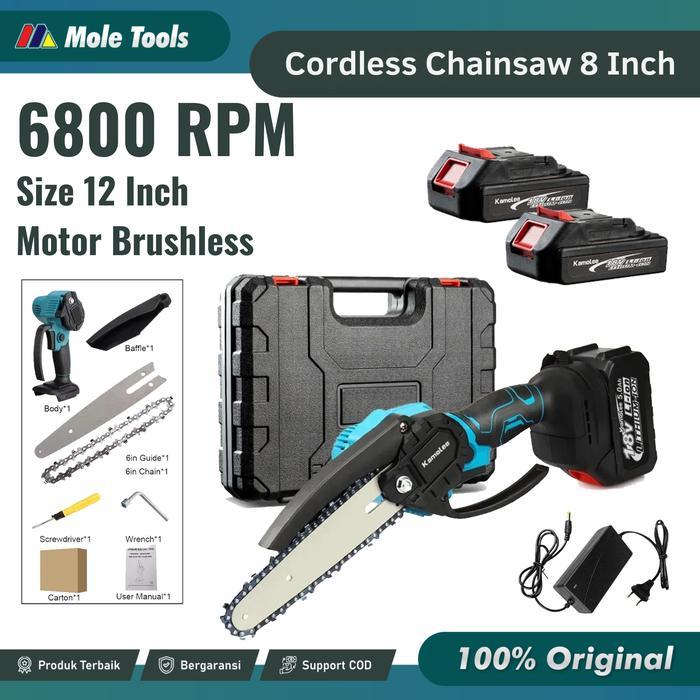 Kamolee Gergaji Kayu 8 Mesin Potong Tanpa Kabel - Mesin Gergaji Kayu Portable - Electric Chainsaw