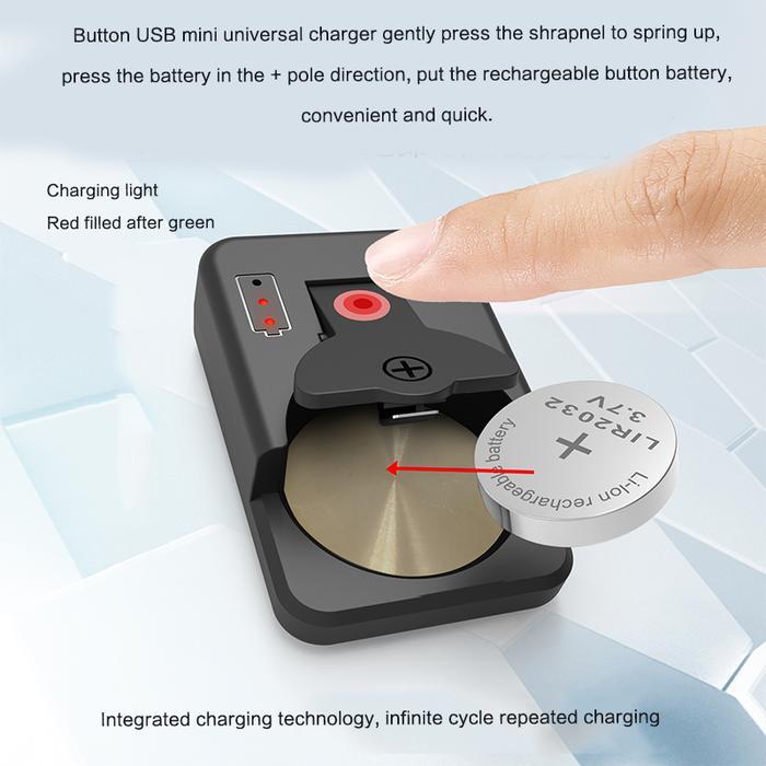 BUTTON BATERRY CHARGER TYPE-C PORTABLE UNIVERSAL LIR1025 LIR1220 LIR1240 LIR1244 LIR1254 LIR1620