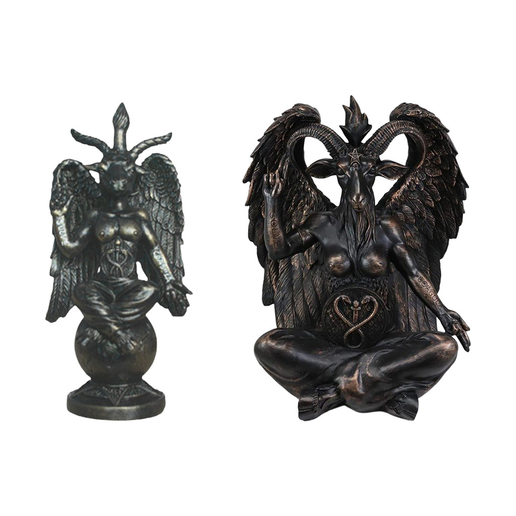 Patung Kambing Setan Baphomet Resin Patung Setan Dekorasi Gereja Patung Kambing Sabat Setan Gereja D