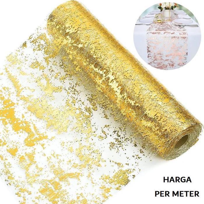 Table runner metallic foil thin mesh party christmas decor taplak meja