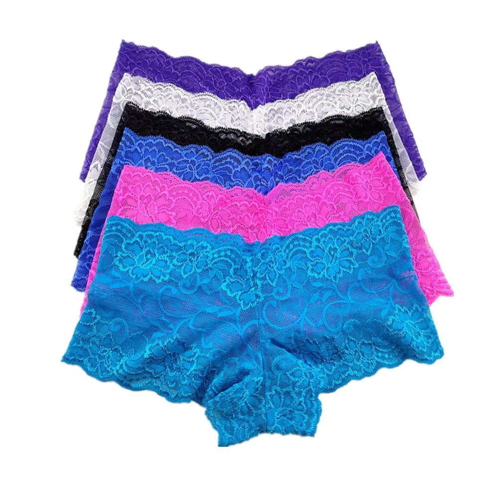 3Pcs M-Xxl Female Boxers Underwear Silk Boyshorts Women Transparent Panties Shorts Ladies