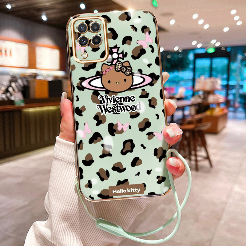 Casing Hp Untuk Samsung Galaxy A22 M22 Case Casing Kartun Leopard pola Kasus pelapis samping HP Kasi