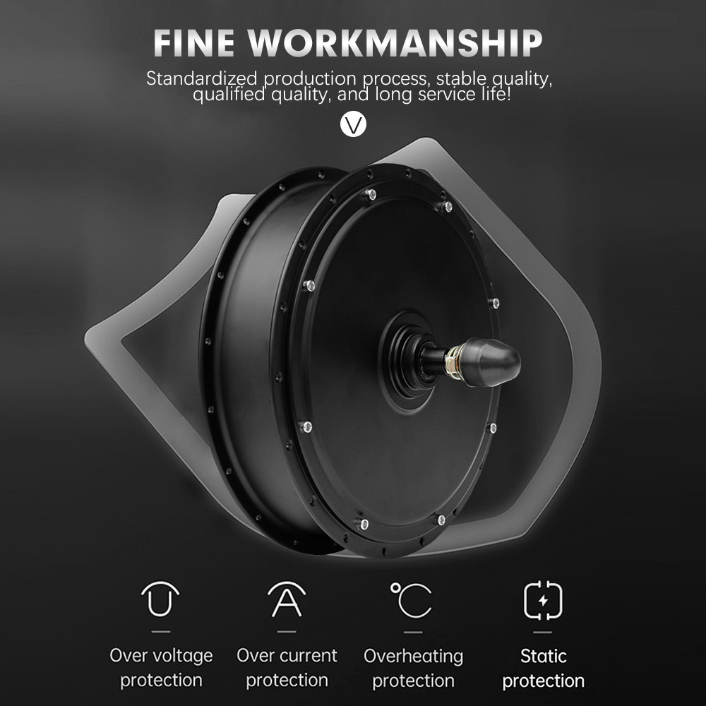 72V 3000W Electric Bike Conversion Kit Rear Rotate Wheel Hub Motor Dropout 135mm For E-Bike