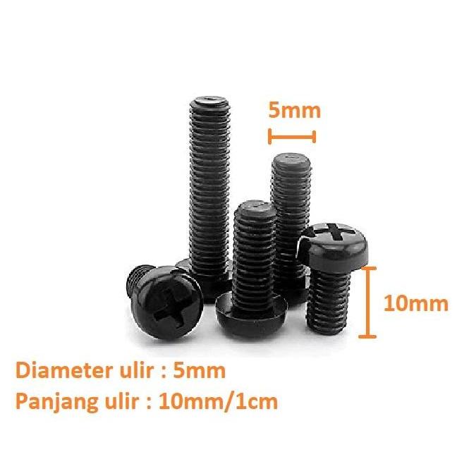 Nylon Screw Baud Plastik M5x10 M5 10mm bold spacer Ulir 5mm M5x10mm