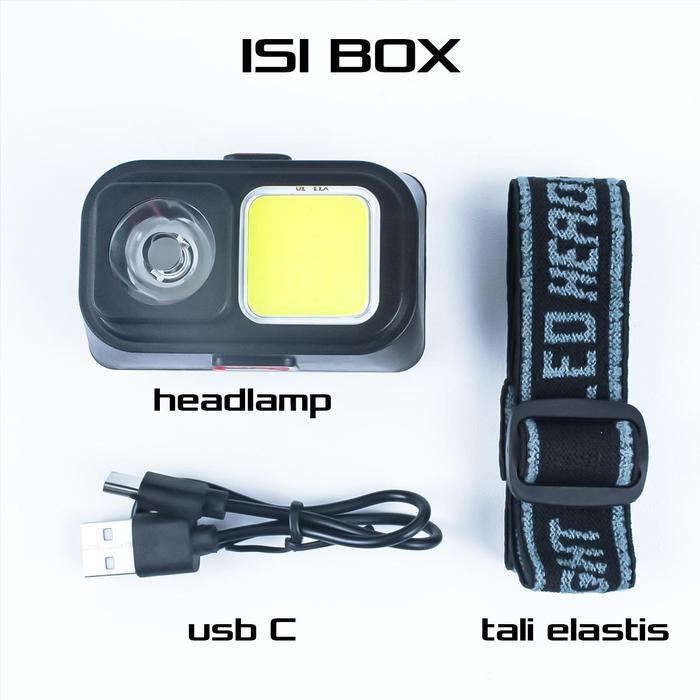 Senter Chas Kepala Headlamp Senter Kepala Dengan Usb Charger -Headlamp-D-212