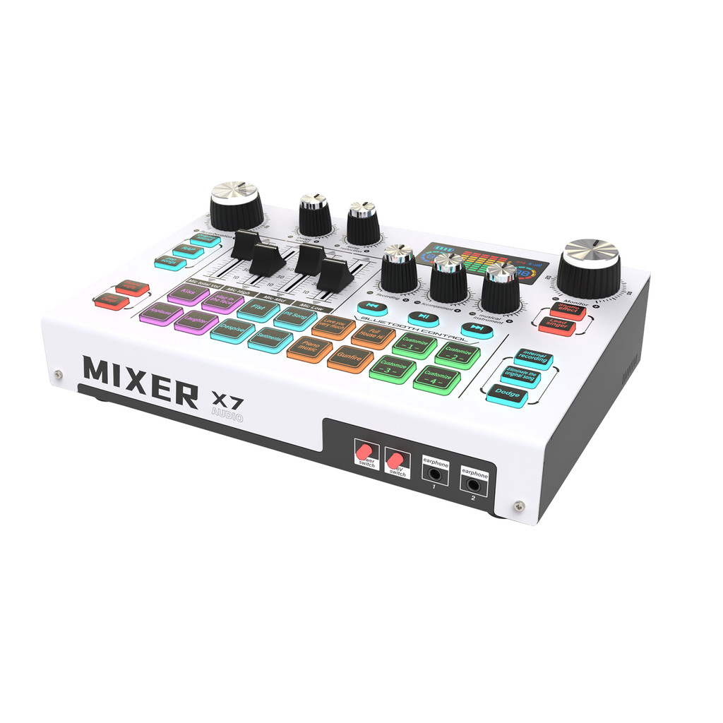 X7 External Live Streaming Sound Card Voice Changer DJ Mixer Effects For PC Streaming Smartphone