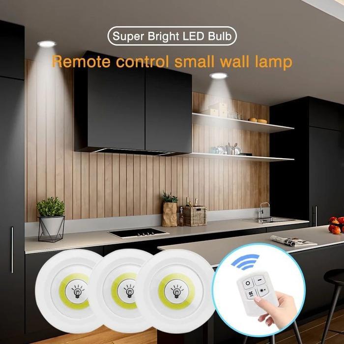 Lampu Kabinet Dapur COB Super Terang Lampu Malam Led Remote Control Nirkabel Led Lamp Kamar