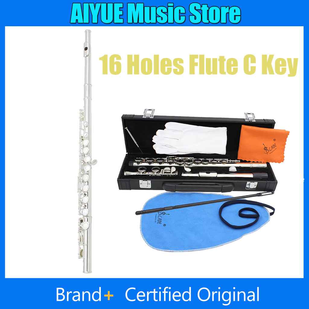 SLADE 16 Holes Flute C Key Closed Silver Flute Cupronickel Silver Professional Woodwind Instruments