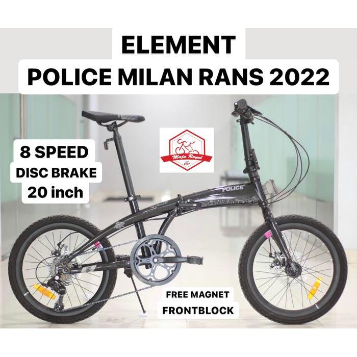 Terbaru Sepeda Lipat Element Police Milan Rans 2022 20 Inch New 8 Speed Disc