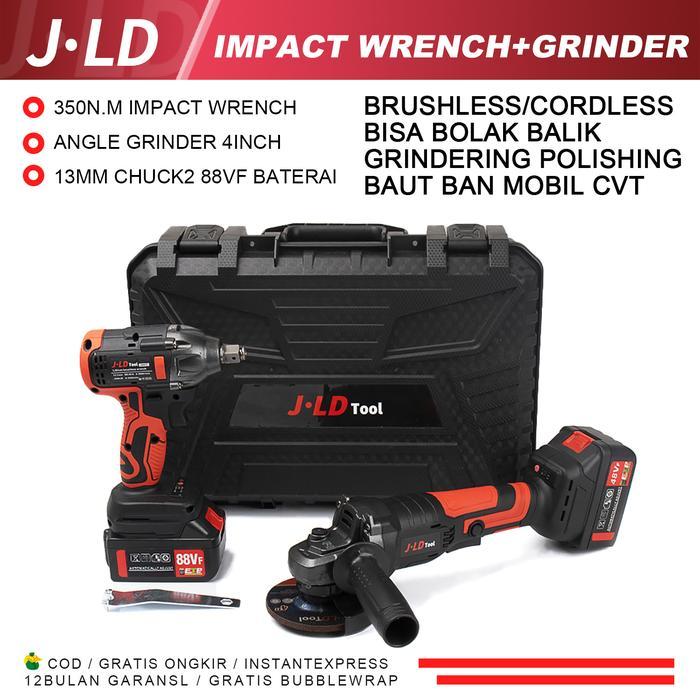 Krisbow Modern - Jld Cordless Impact Wrench 350N.M + 4Inch Gerinda Mesin Pembuka Baut Ban Roda Mobil