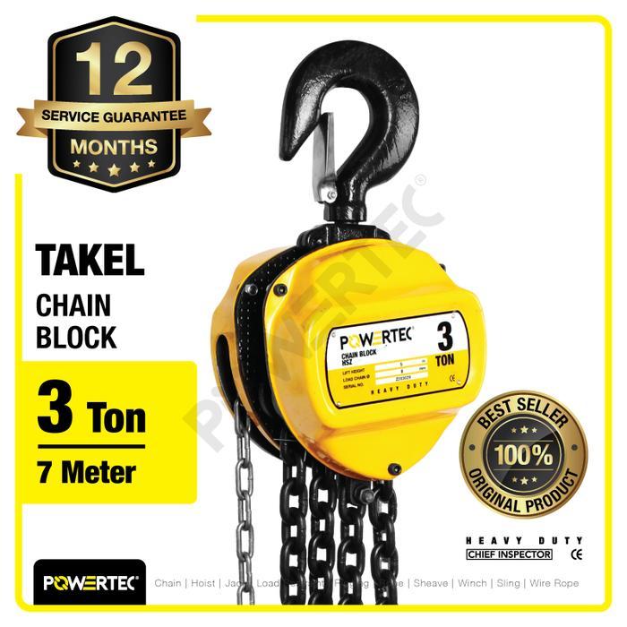 Terbaik Best Quality 100% Original Chain Block / Takel 3 Ton X 7 Meter Powertec