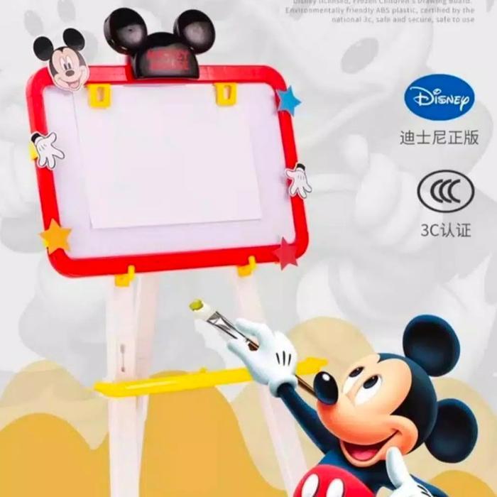 [capt] Mainan Edukatif Anak Stand Papan Tulis 2 Sisi & Puzzle Balok Magnet - Learning Easel 3 in 1