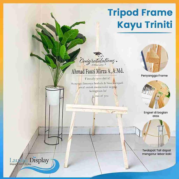Easel Standing Frame Kayu Wooden Board Besar Stand Lukis Kayu Jati Belanda Penyanggah Papan Bunga,