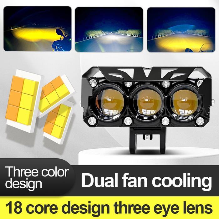 Lampu Tembak LED Laser/Lampu Sorot Laser Q9 3 Mata 2 Warna/3 Mata SQL/HI LOW 60 WATT LAMPU TEMBAK