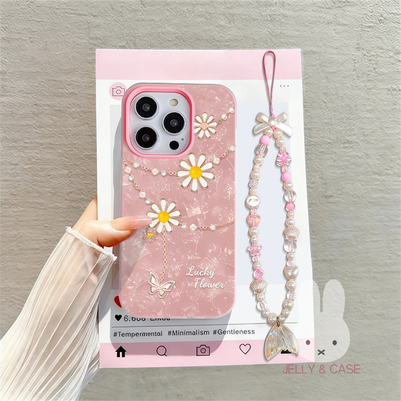 Tali Gantungan Jelly 2 In 1 Bunga Daisy Case Samsung A37 A17 5G A07 A56 A57 5G A26 A15 A06 A05S A36 