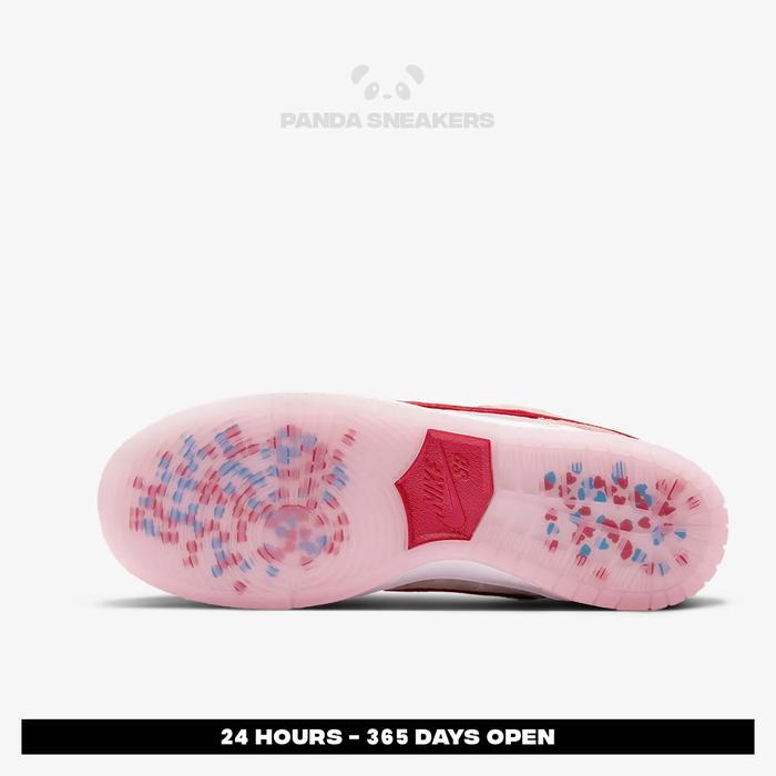 Sepatu SB Dunk Low Retro Strangelove Skateboard Strange Love Pink Red White Valentines Day Valentine
