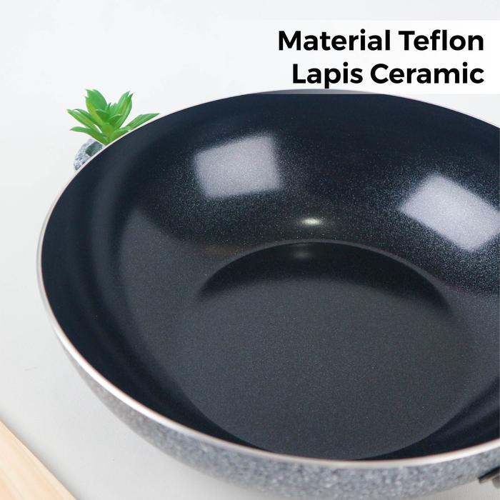 Teflon Maxim Neoston Stirfry Deep Wok 24 28 Cm Anti Lengket Anti Karat Anti Gores Lapisan Keramik