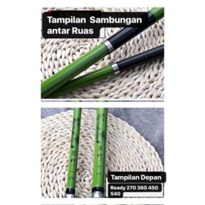 Joran Tegek Kolong Bamboo Bambu Antena Hijau 270 360 450 540