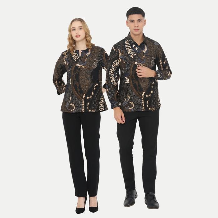 Dancus Batik Couple Atasan Batik Pria dan Wanita Warna Hitam OLR300