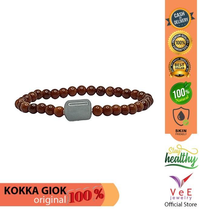 MURAH Gelang Kayu Kokka Merica Cokelat Batu Giok Aventurine Jade Asli Cina