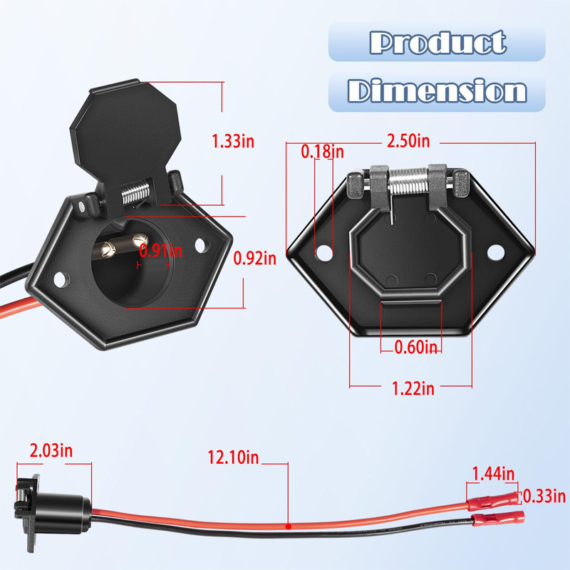 8M4000954 Trolling Motor Power Receptacle For 50A Trolling Plug , 2-Prong For 12V, 24V Or 36V , For