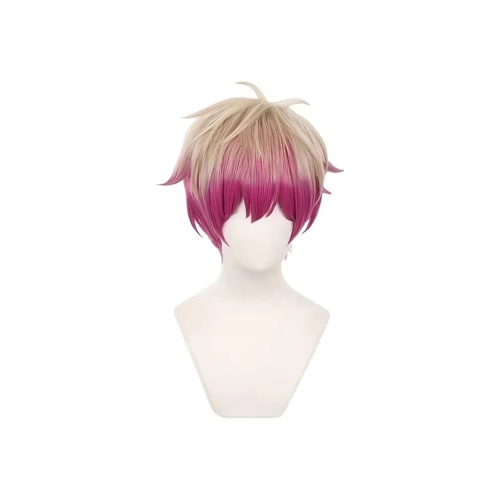 Alexis Ness Anime Cosplay Wig Short Straight Linen Rose Red Synthetic Fiber Wig Suitable For Frien