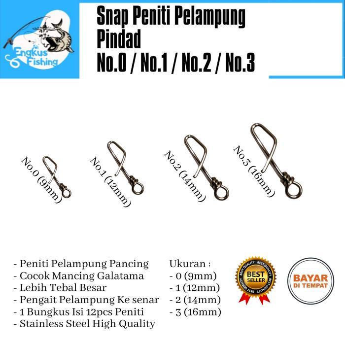 Snap Peniti Pancing PINDAD (Perbungkus) Pelampung Stainless Steel Murah - Engkus Fishing