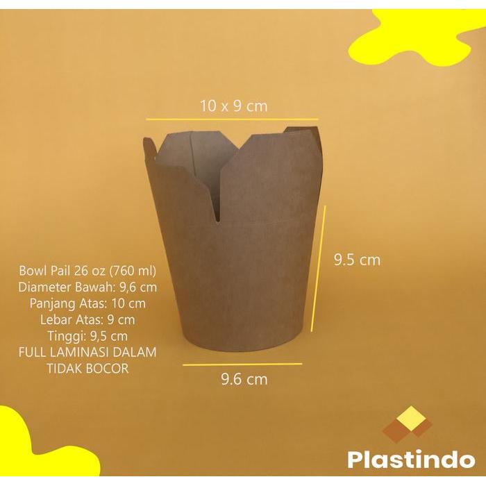 [25 PCS] Kraft bowl pail 26 oz 760 ml Food Pail Noodle Bowl Rice Bowl