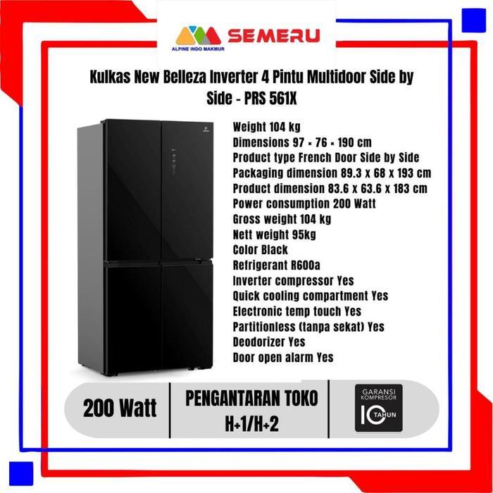 POLYTRON KULKAS SIDE BY SIDE  INVERTER 4 PINTU 510 L PRS-510 X DAN 560 L PRS-561 X KHUSUS MAKASSAR -