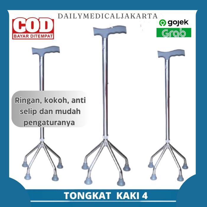 Ready RMS Tongkat Kaki 4 Stainless/Alat Bantu Jalan Orang Tua Orang Tua