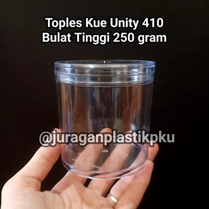 Toples Kue Unity - 410 Bulat Tinggi 250 gram Stoples Lebaran 1/4kg