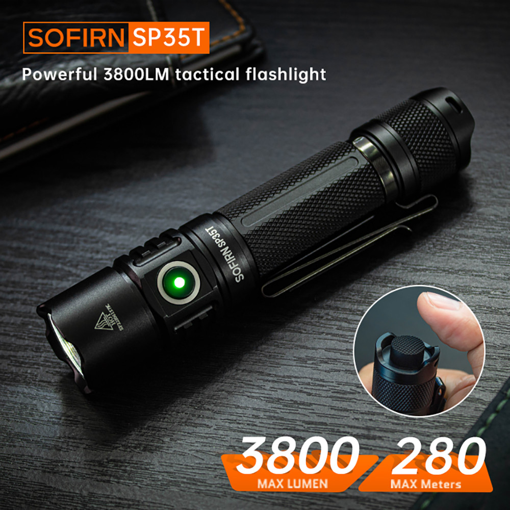 Sofirn Sp35T 3800Lm Tactical 21700 Flashlight Powerful Led Light Usb C Rechargeable Torch With Dual