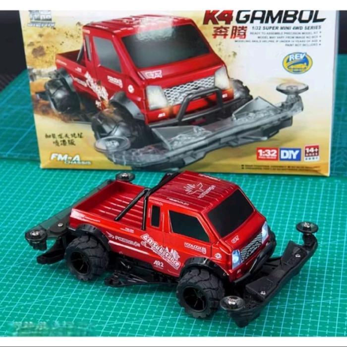 JIEPIN MINI 4WD K4 GAMBOL RED PAINTING BODY [ FM-A CHASSIS ]